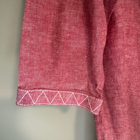 Christopher & Banks Red 3/4 sleeve linen blend western boho shirt size PL - Picture 5 of 7